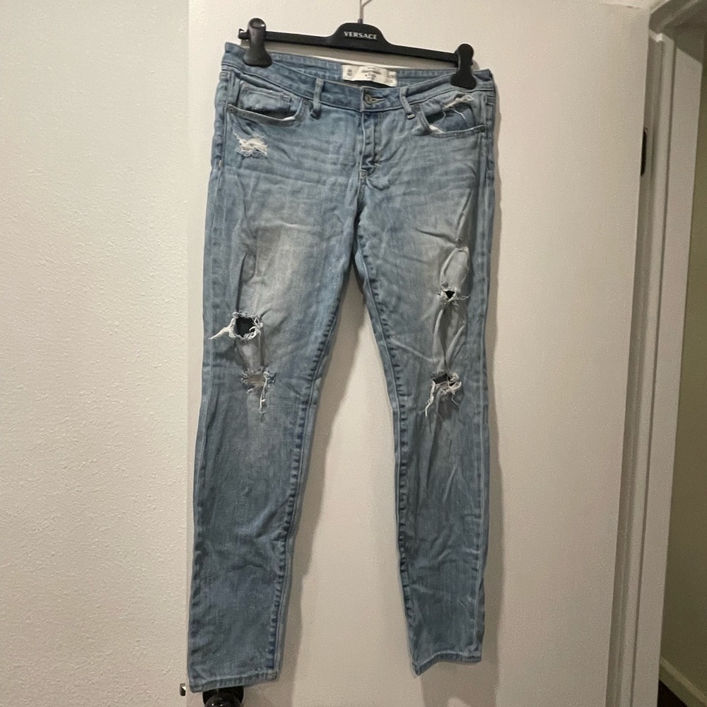 Abercrombie & Fitch ‎ Sky Blue Ripped Skinny Jeans